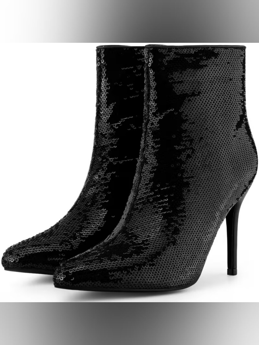 Luxe Black Sparkly Sequin Ankle Boots